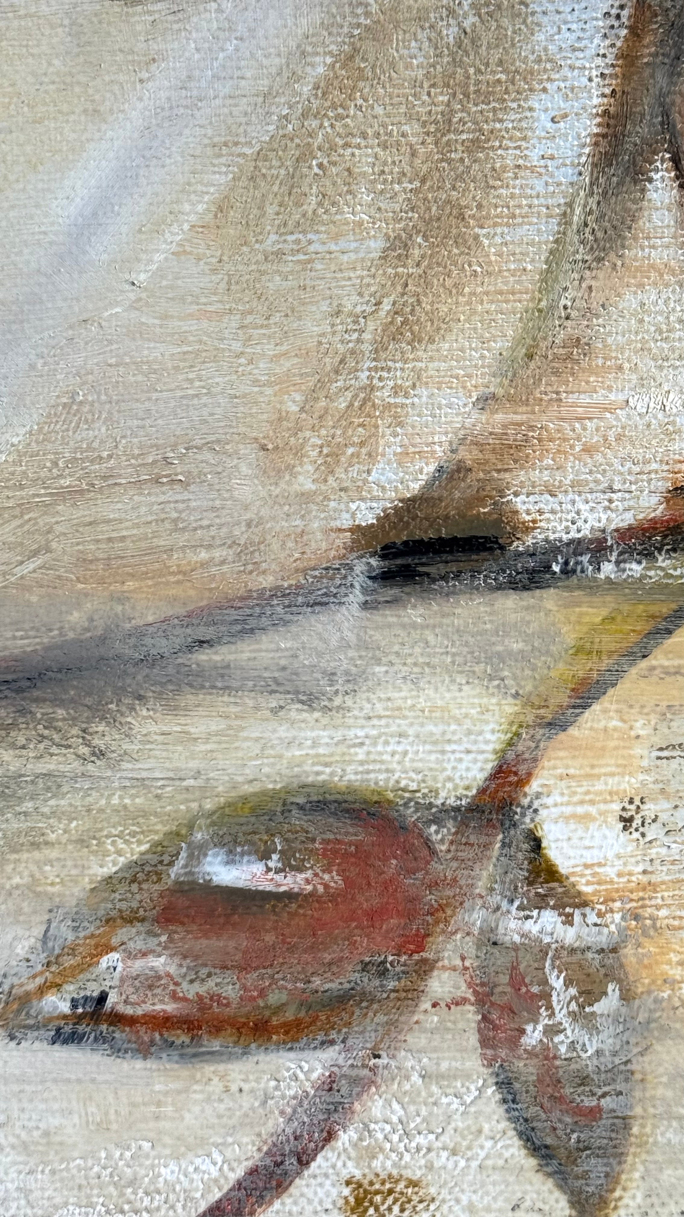 Silent Witness-Textured Contemporary Painting, Neutral Abstract Figurative Wall Art, Original Mixed Media Canvas
