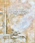 The Light Remains by Levi, showing an ancient oil lamp beneath the Greek inscription “ΤΟ ΦΩΣ ΜΕΝΕΙ” on a softly textured wall in ivory, ochre and pale blue.