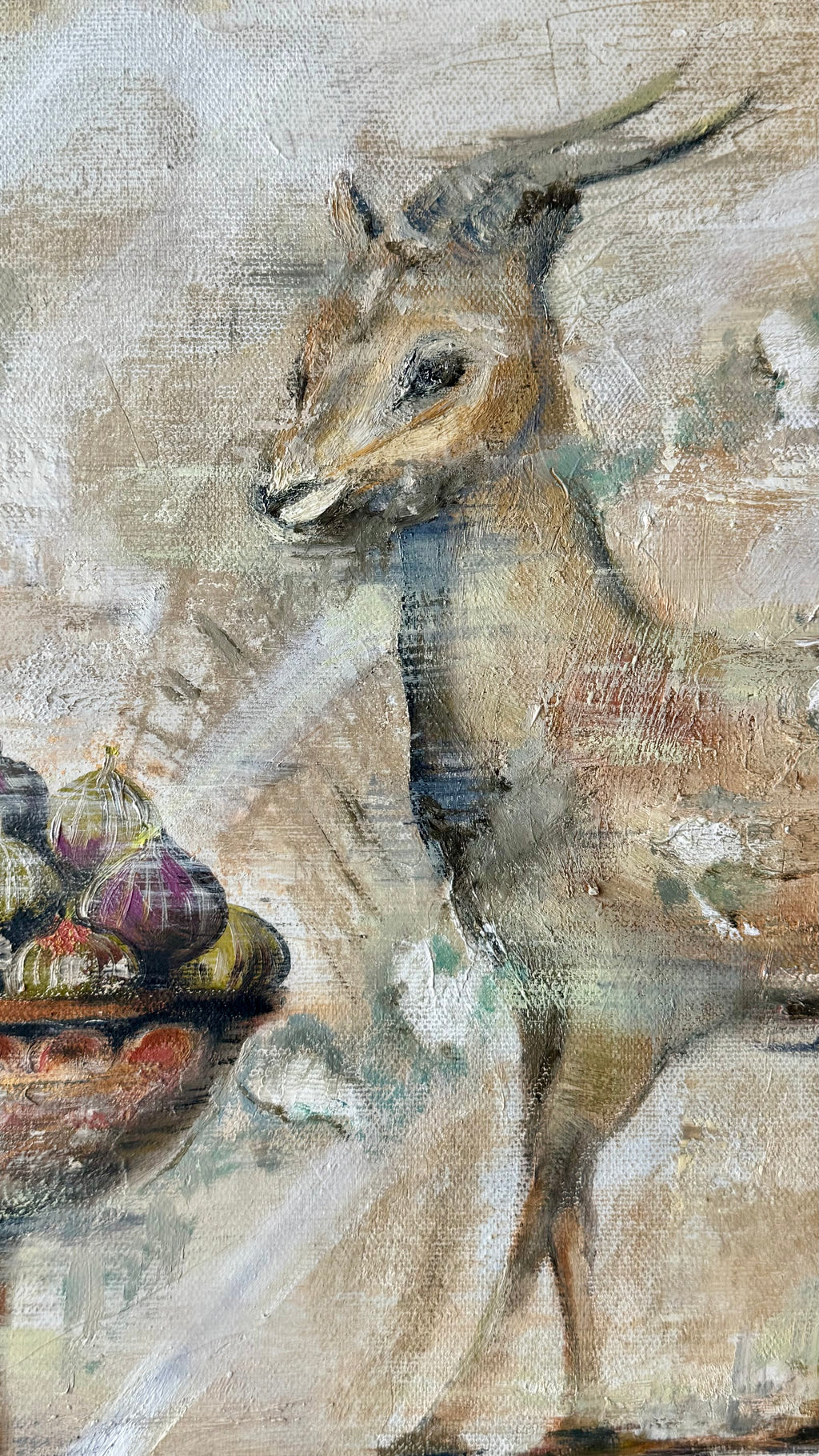 Close-up of a deer with a textured background fresco style