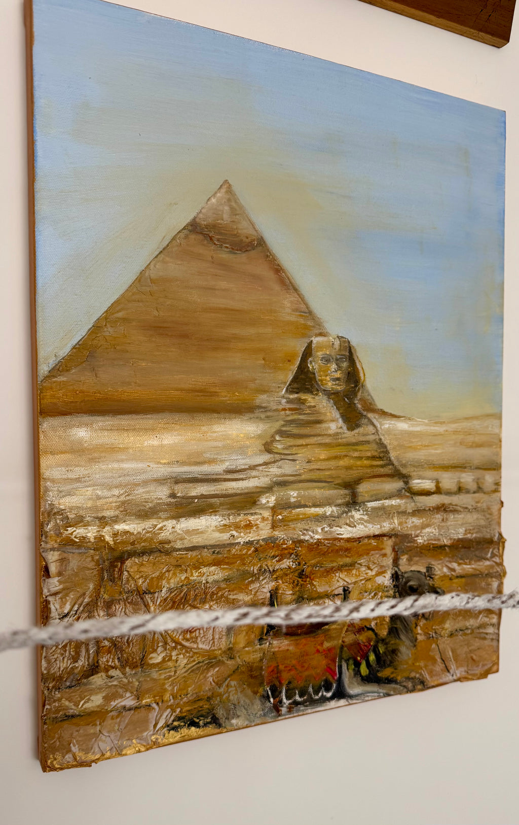 Egypt pyramid and Sphinx wall art shown as part of a multi-piece installation on a wall