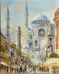 Original abstract cityscape painting Istanbul Hagia Sophia wall art Mediterranean Polis Series Lyuba Vasileva