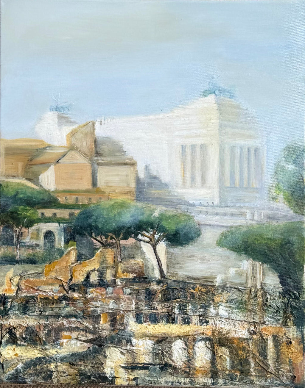 Abstract cityscape painting Rome textured contemporary art