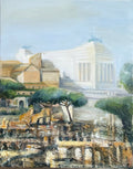 Abstract cityscape painting Rome textured contemporary art